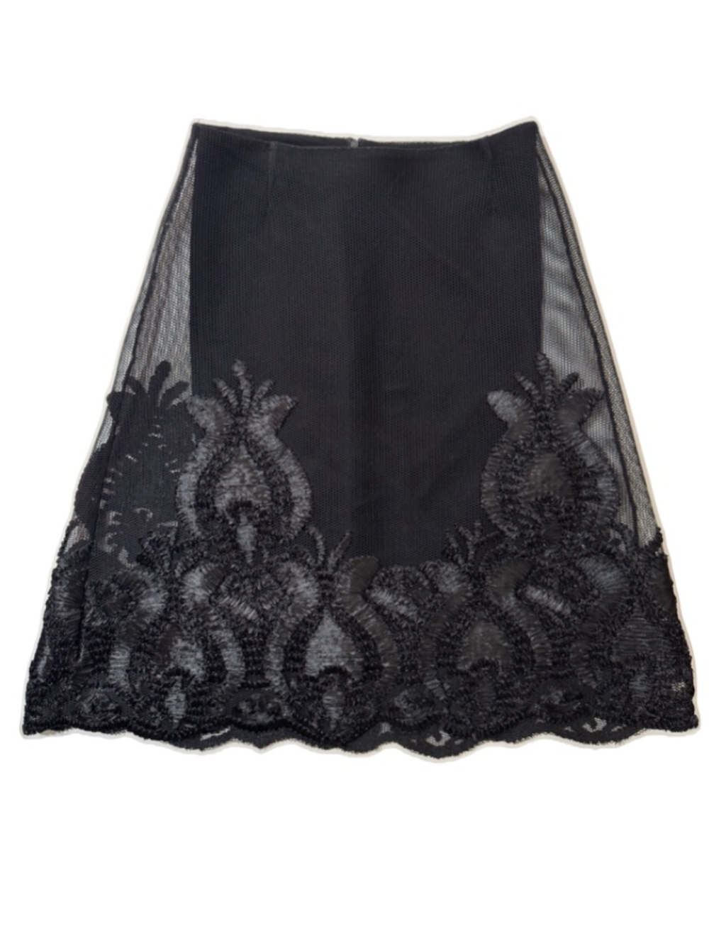 Maje A-line Lace-Trimmed A-Line Skirt in Black